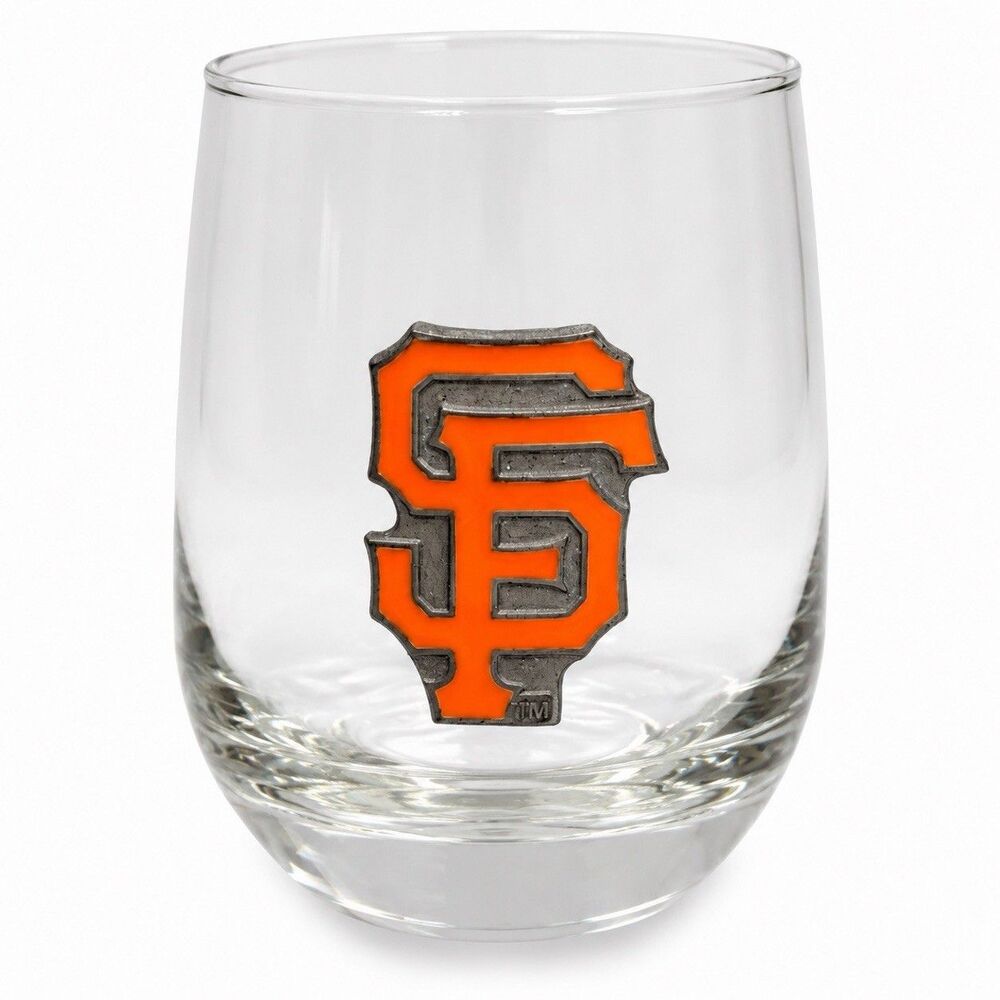 San Francisco Giants Raised Metal Logo Stemless Wine Glass MLB Barware 15oz